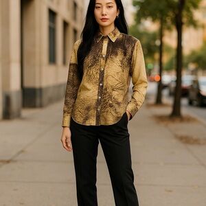 ESCADA Animal Prints Ruching Front Silk Shirt